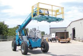 Work platform connects to forklift for extended reach