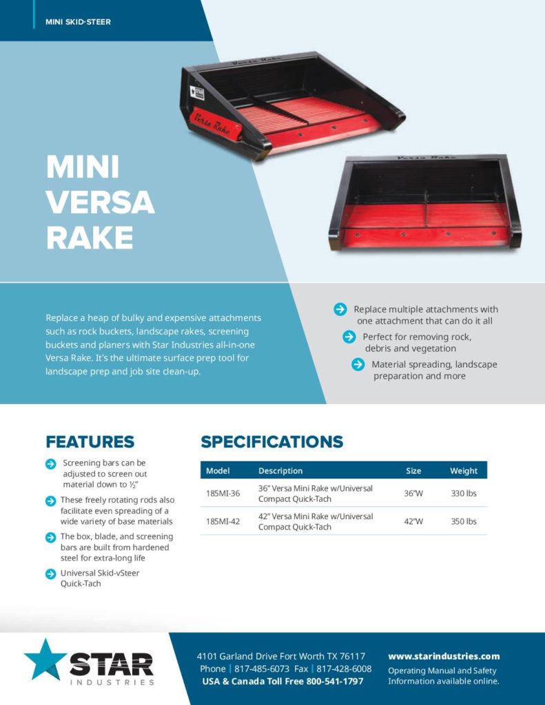 Mini Versa Rake - Product Sheet