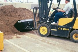 Load loose material with a self dump bucket on your forklift