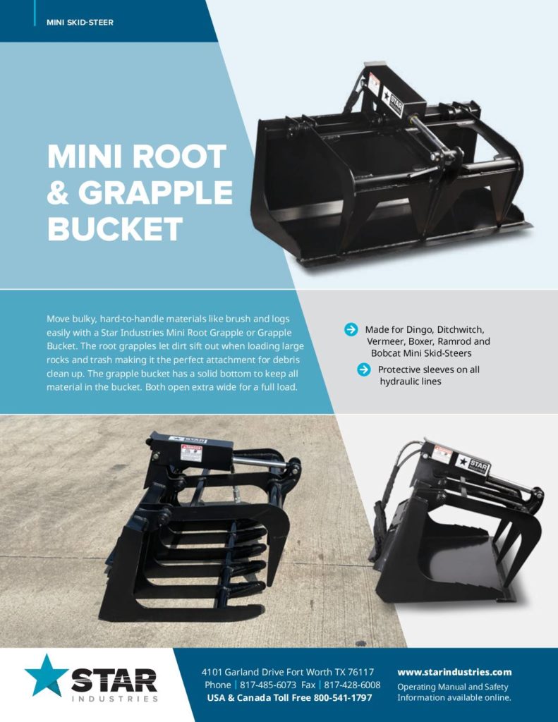 Mini Root Grapple Buckets - Product Sheet
